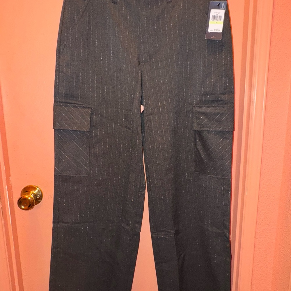 Womens Black Pinstripe Cargo Pants